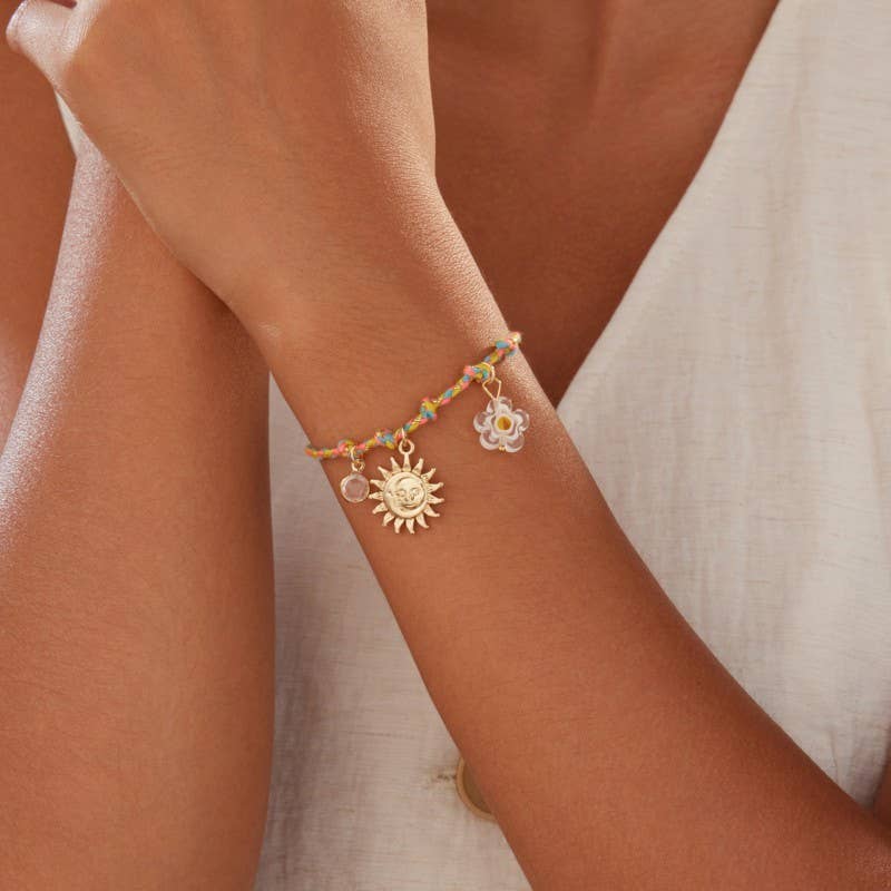 18K STAINLESS STEEL CORDED CHARM BRACELET | 40B5190: FLOWER