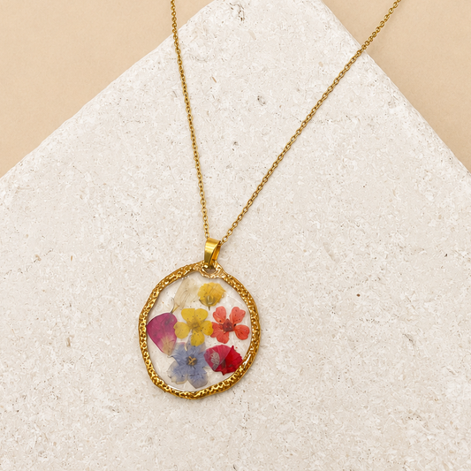 18K STAINLESS STEEL TARNISH FREE FLOWER NECKLACE | 40NK9526: Round