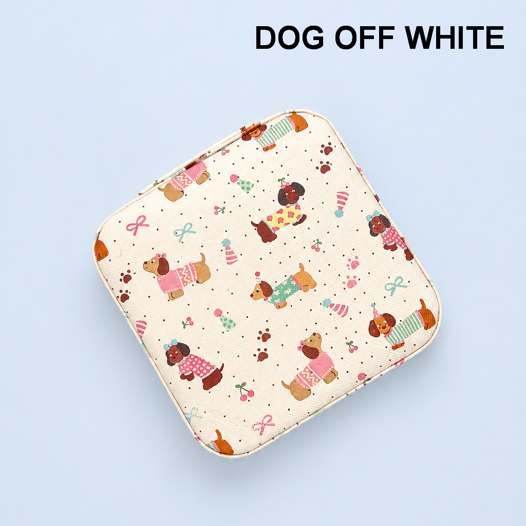 DESIGNED JEWELRY ORGANIZER TRAVEL BOX CASE | 40P566: FLOWER C OFF WHITE