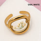 18K STAINLESS STEEL TARNISH FREE FLORAL RINGS | 40R104: OVAL BLUE