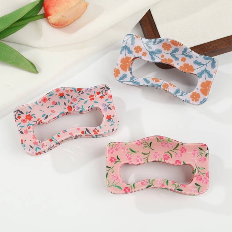 Floral Waivy Silhouette Hair Claw Clip | 40H1109: B