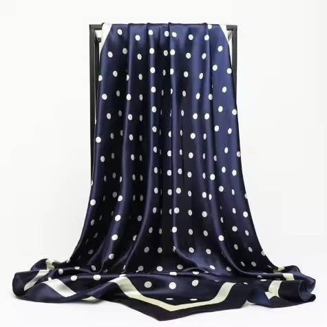 LARGE POLKA DOT PRINT BANDANA SCARF | 40SC694: IVORY