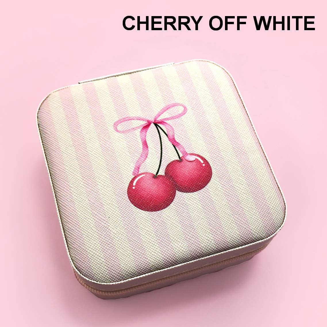 DESIGNED JEWELRY ORGANIZER TRAVEL BOX CASE | 40P566: FLOWER C OFF WHITE