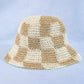 Straw Braided Checkered Bucket Hat: BE