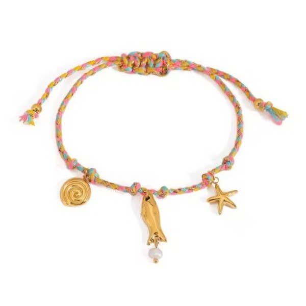 18K STAINLESS STEEL CORDED CHARM BRACELET | 40B5191: LIME