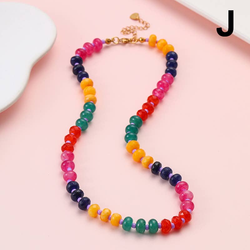 Natural Stone Semi-Precious Glass Mixed Necklace | 40NK9694: A