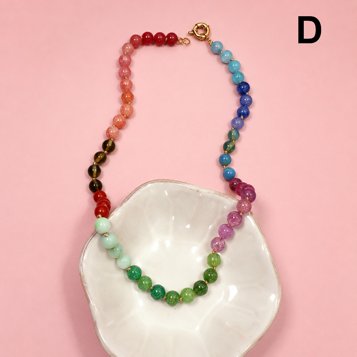 Natural Stone Semi-Precious Glass Mixed Necklace | 40NK9659: A
