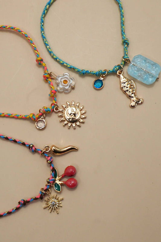 18K STAINLESS STEEL CORDED CHARM BRACELET | 40B5190: FLOWER