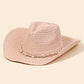 Cowrie Shell Straw Braided Cowboy Hat: KA