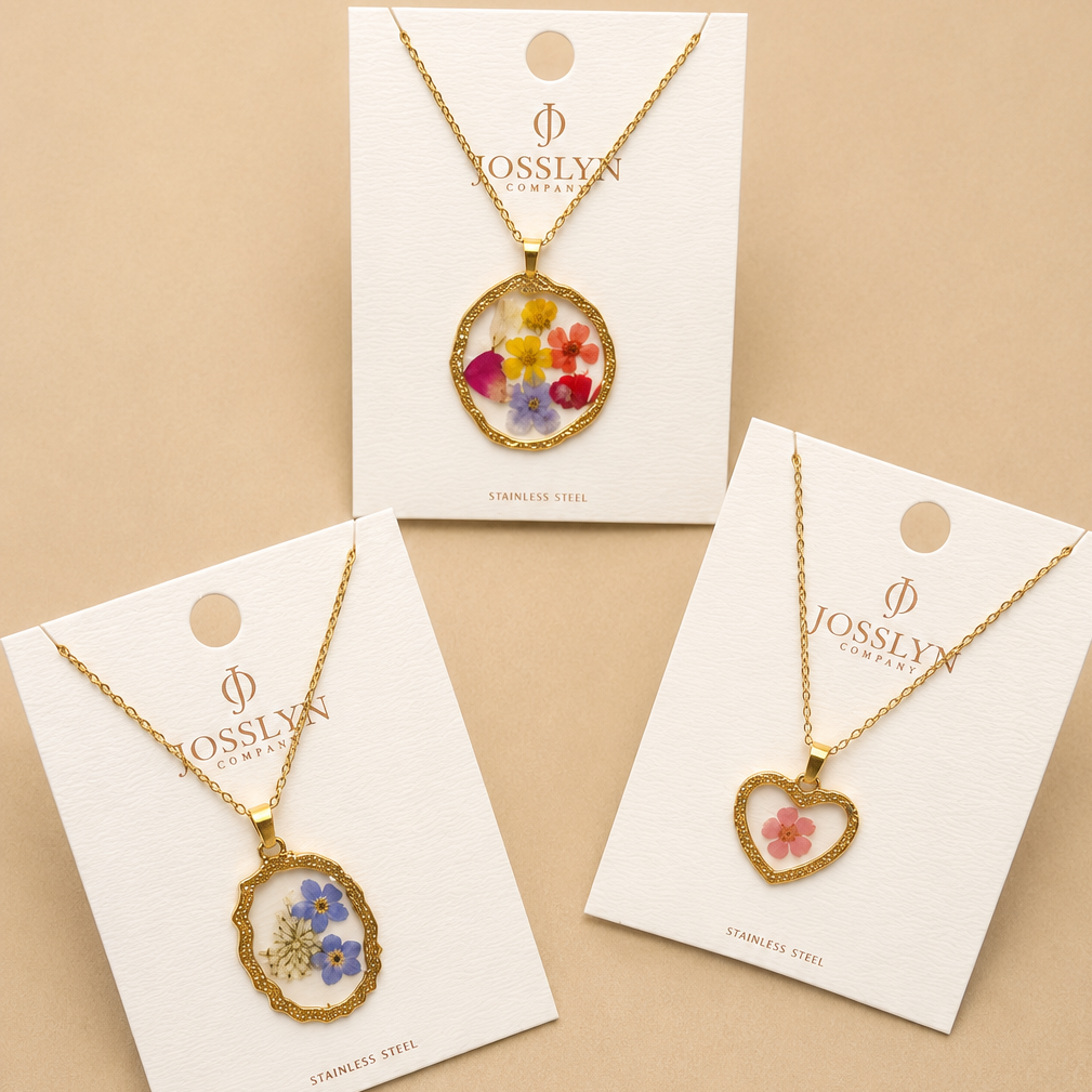 18K STAINLESS STEEL TARNISH FREE FLOWER NECKLACE | 40NK9526: Oval