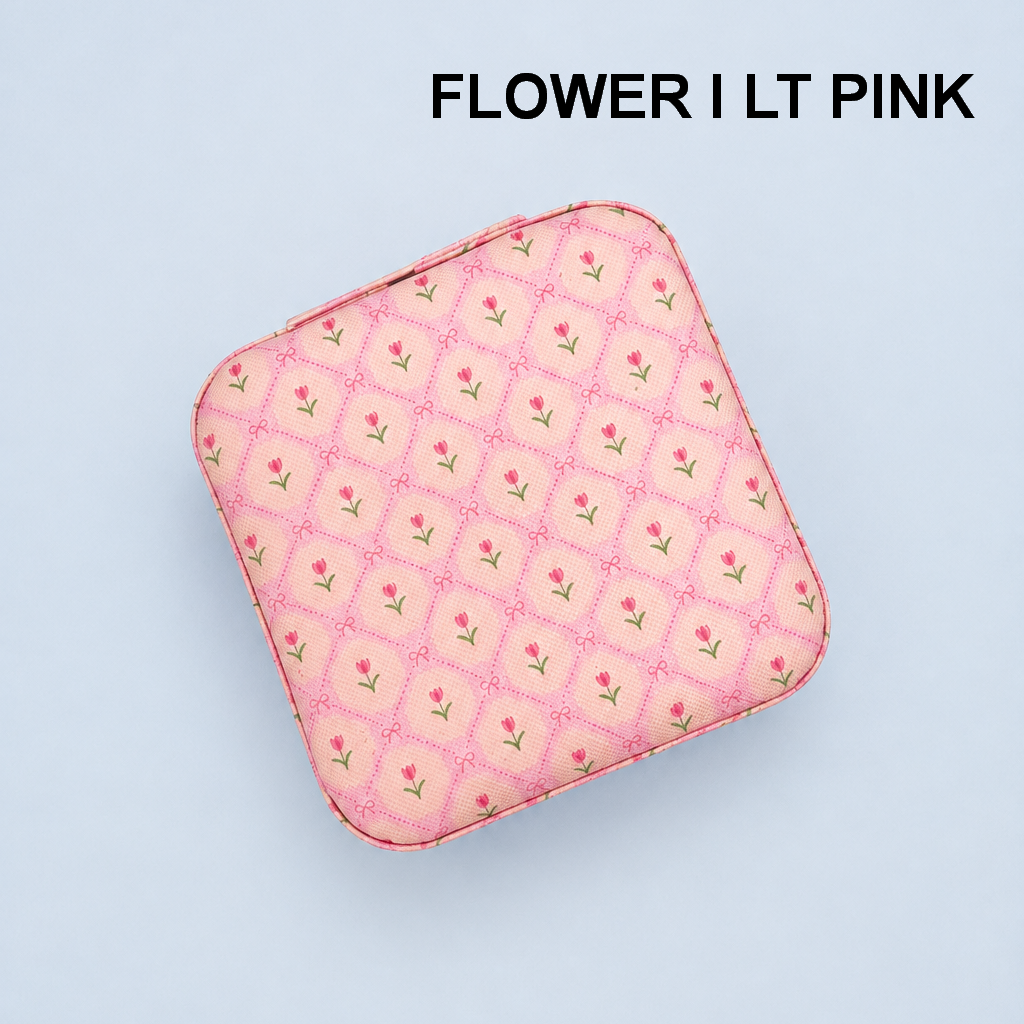 DESIGNED JEWELRY ORGANIZER TRAVEL BOX CASE | 40P566: FLOWER C OFF WHITE