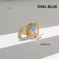 18K STAINLESS STEEL TARNISH FREE FLORAL RINGS | 40R104: OVAL BLUE