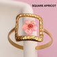 18K STAINLESS STEEL TARNISH FREE FLORAL RINGS | 40R104: OVAL BLUE