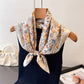 Floral Flower Silk Finish Bandana Scarf | 40SC729: BEIGE