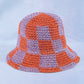 Straw Braided Checkered Bucket Hat: IV