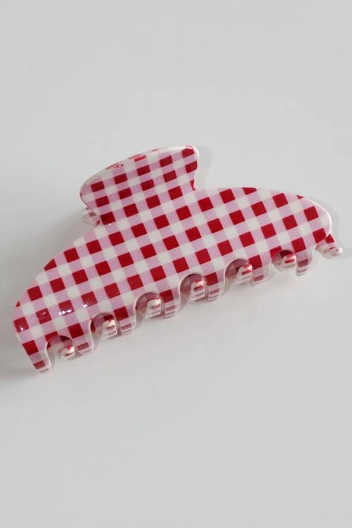 JUMBO STRIPE PLAID OVAL HAIR CLAW CLIPS | 40H1020: PLAID RED