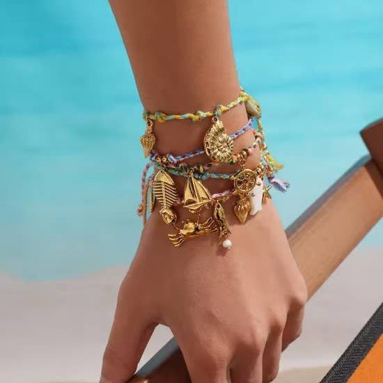 18K STAINLESS STEEL CORDED CHARM BRACELET | 40B5191: LIME