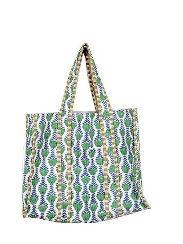Organic Reversible Quilted Tote Bag | 40P575: NAVY