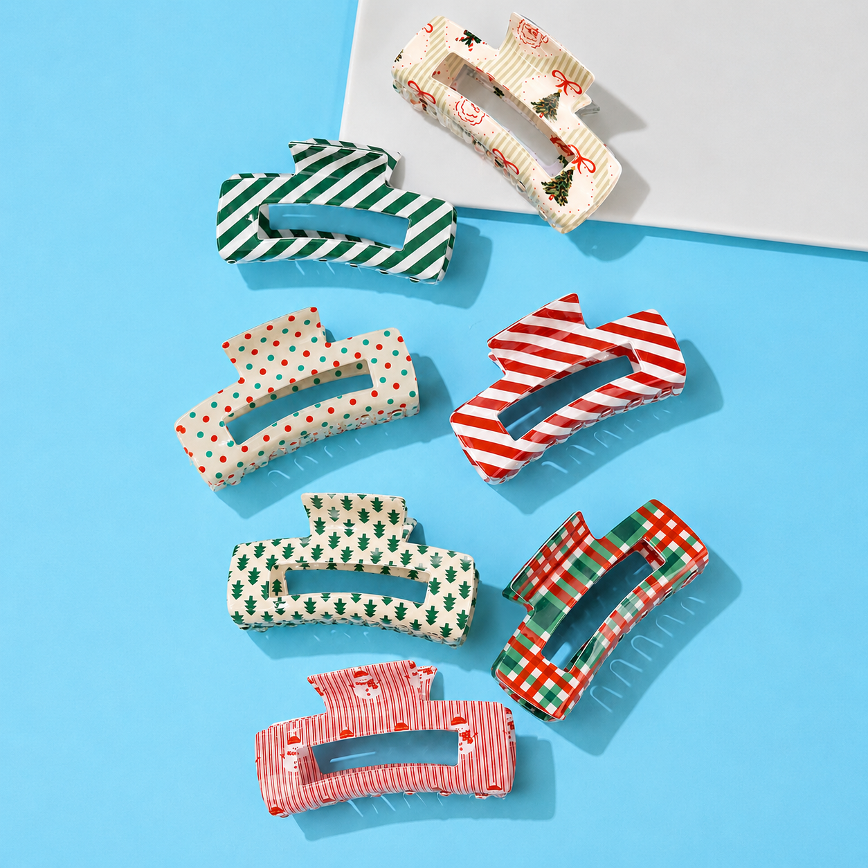 Holiday & Christmas Tree Stripe Hair Claw Clips | 40H1125: C