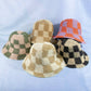 Straw Braided Checkered Bucket Hat: BE
