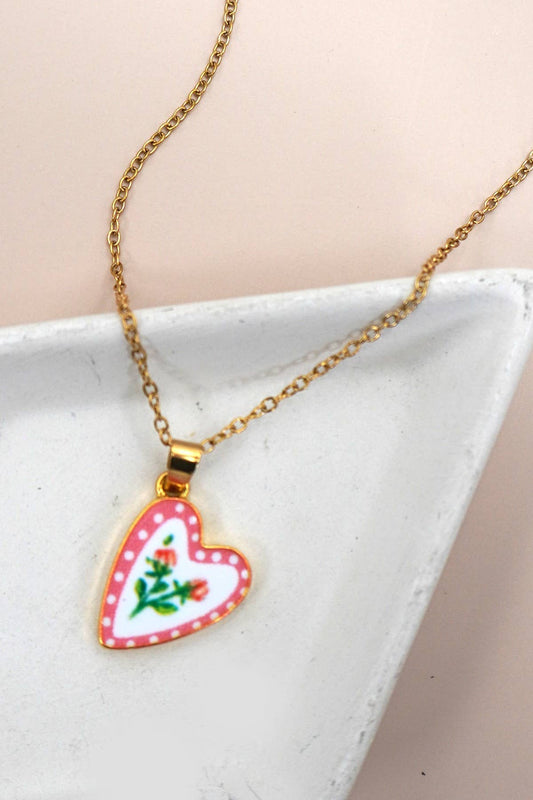 18K Stainless Steel Tarnish Free Waterproof Neck | 40NK9503: HEART