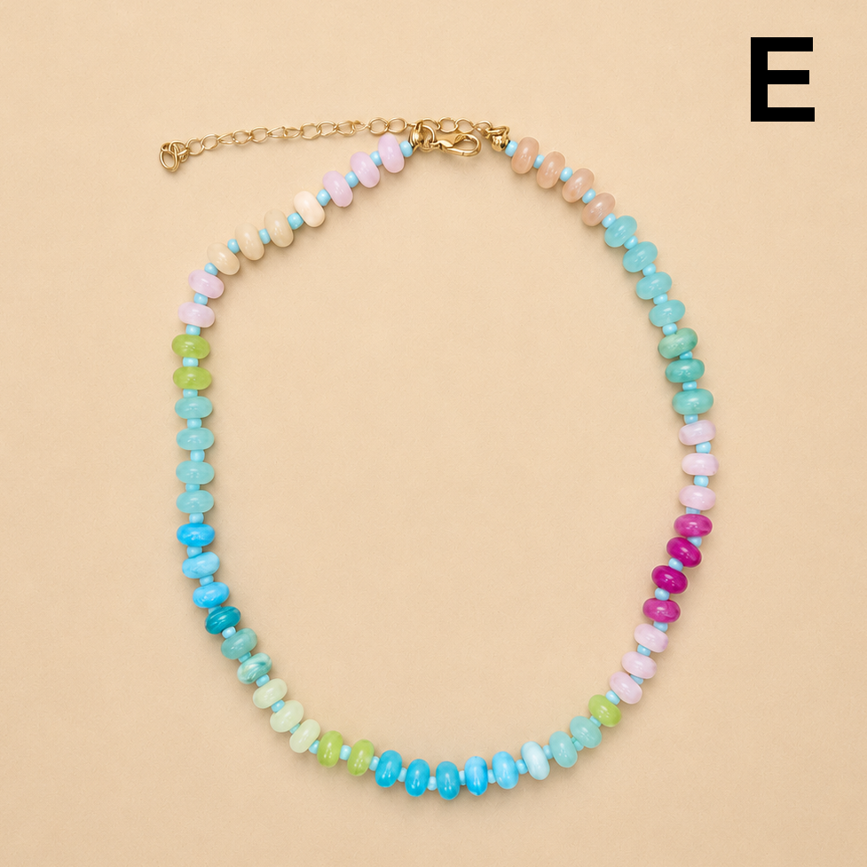 Natural Stone Semi-Precious Glass Mixed Necklace | 40NK9694: A