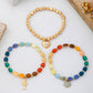 Multi-Color Beaded Layered Charm Bracelet | 80B1727: MULTI