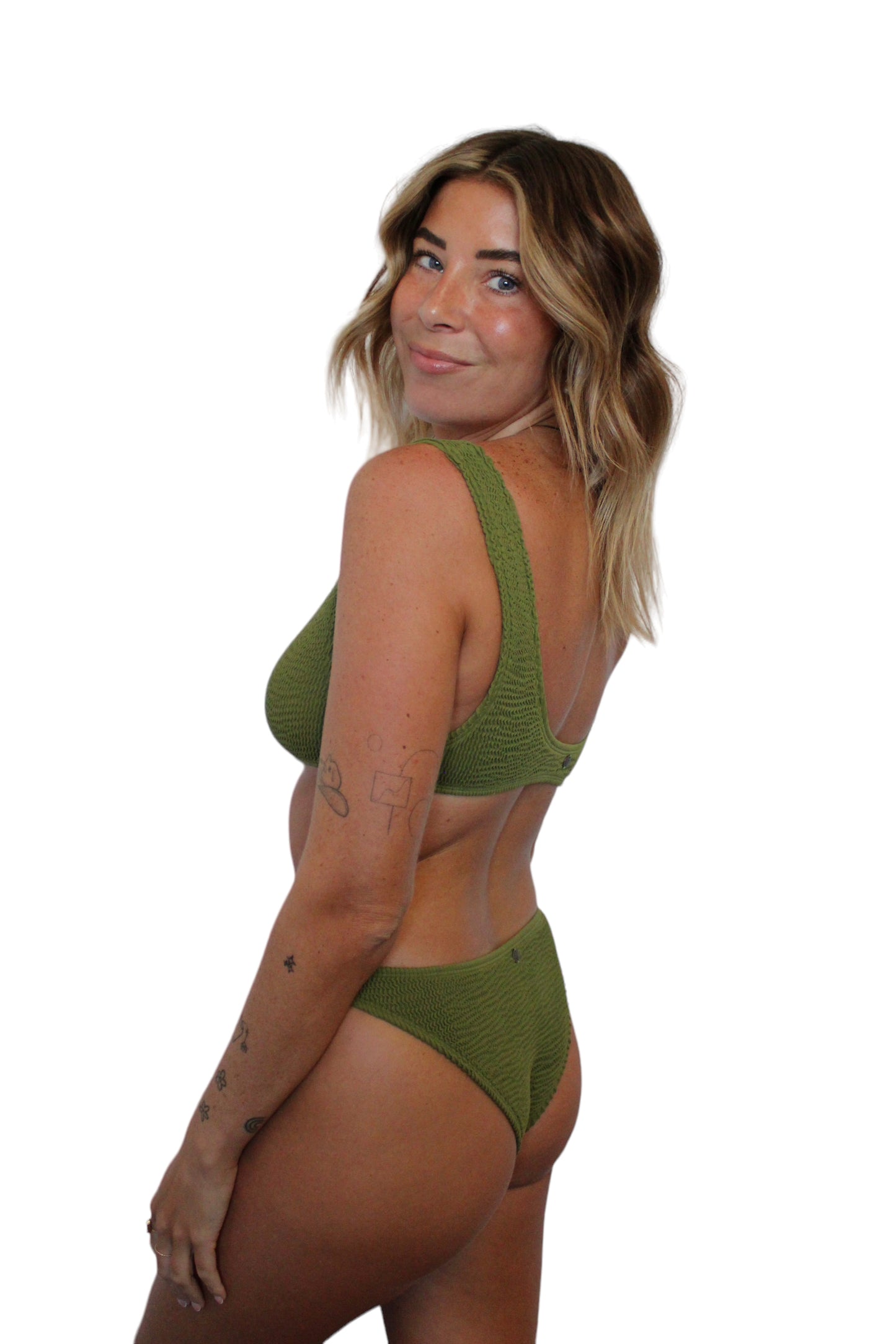Paige bikini top in Seaweed, LOKAL one/size swimwear, photo 3 of 3