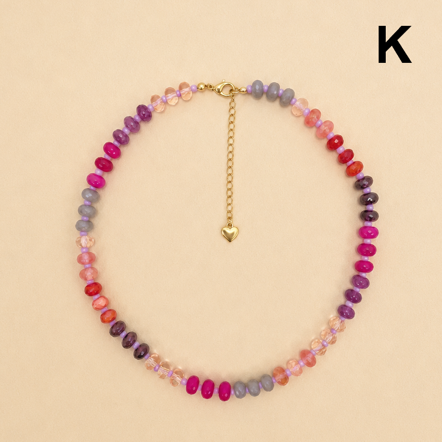 Natural Stone Semi-Precious Glass Mixed Necklace | 40NK9694: A
