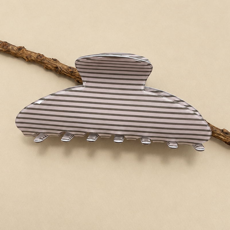 JUMBO STRIPE PLAID OVAL HAIR CLAW CLIPS | 40H1020: PLAID BROWN