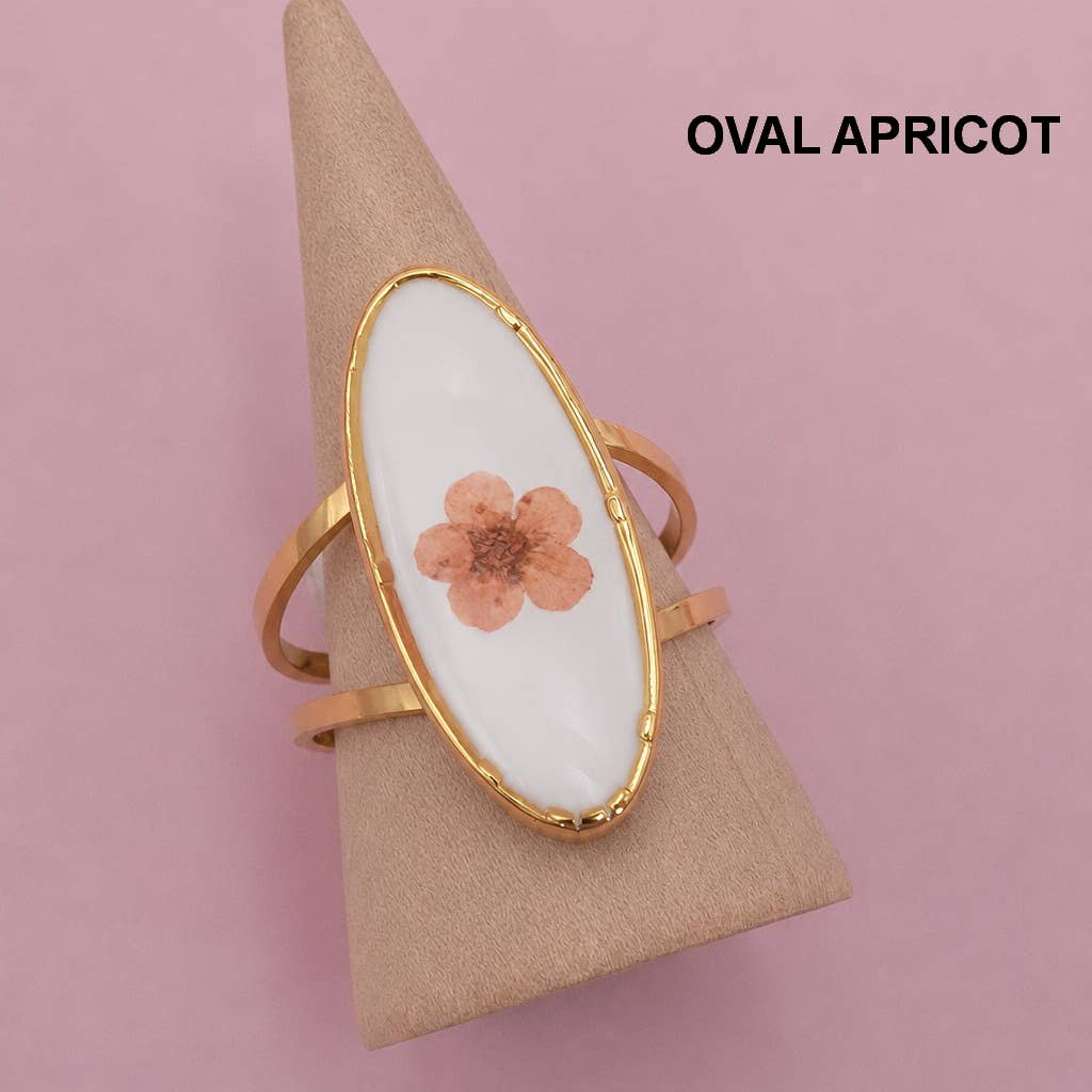 18K STAINLESS STEEL TARNISH FREE FLORAL RINGS | 40R104: HEART APRICOT