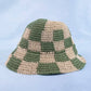 Straw Braided Checkered Bucket Hat: BE