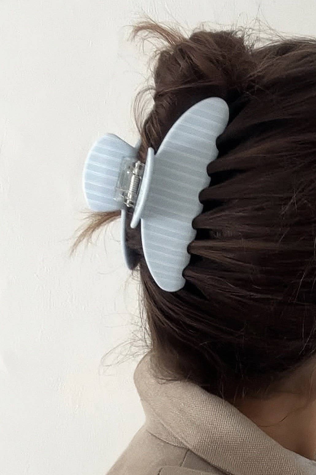 JUMBO STRIPE PLAID OVAL HAIR CLAW CLIPS | 40H1020: PLAID BROWN
