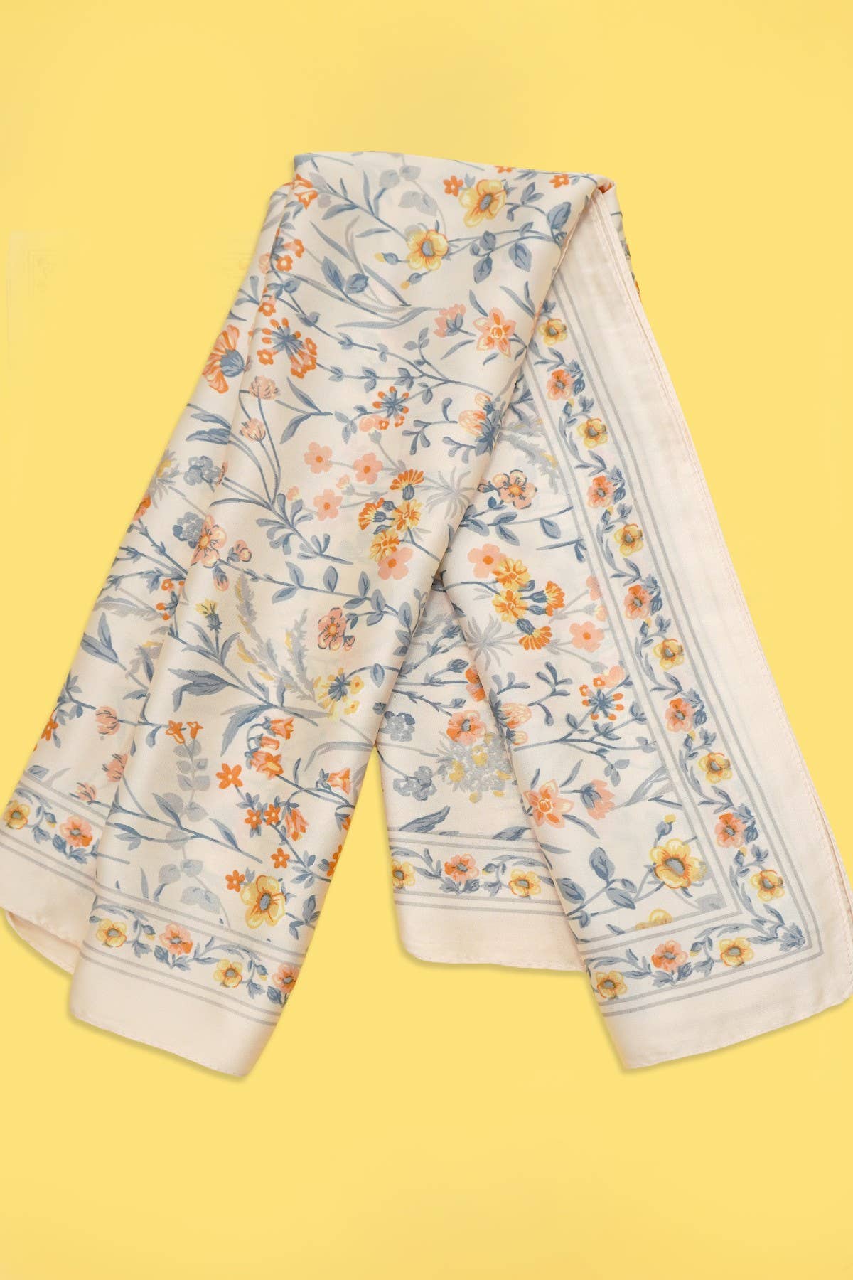 Floral Flower Silk Finish Bandana Scarf | 40SC729: BEIGE