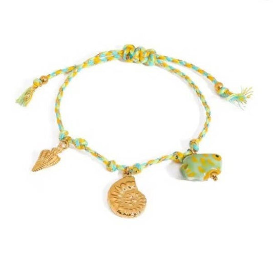 18K STAINLESS STEEL CORDED CHARM BRACELET | 40B5191: LIME