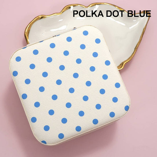 DESIGNED JEWELRY ORGANIZER TRAVEL BOX CASE | 40P566: POLKA DOT BLUE