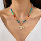 Rainbow Beaded Nautical Charm Necklace | 80N92952: Gold
