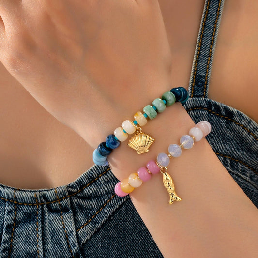 Nautical Multi-Color Beaded Bracelet Set | 80B1703: Set
