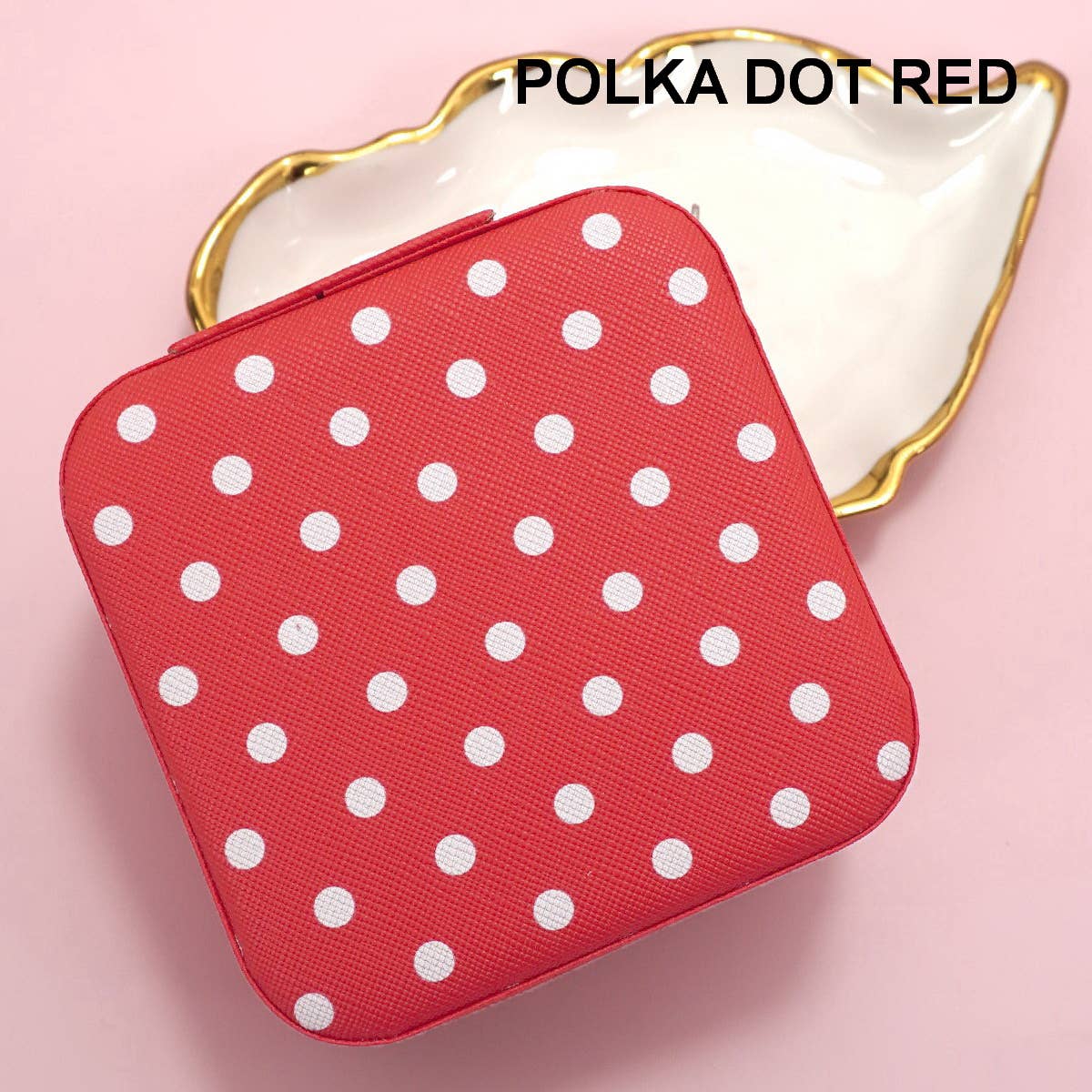 DESIGNED JEWELRY ORGANIZER TRAVEL BOX CASE | 40P566: POLKA DOT BLUE