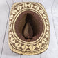 Aztec Patterned Brim Two Tone Straw Cowboy Hat: BR