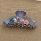 Jumbo Floral Seashell Hair Claw Clips | 40H1123: Black