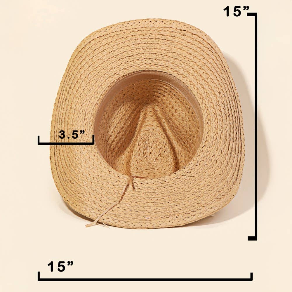 Cowrie Shell Straw Braided Cowboy Hat: KA