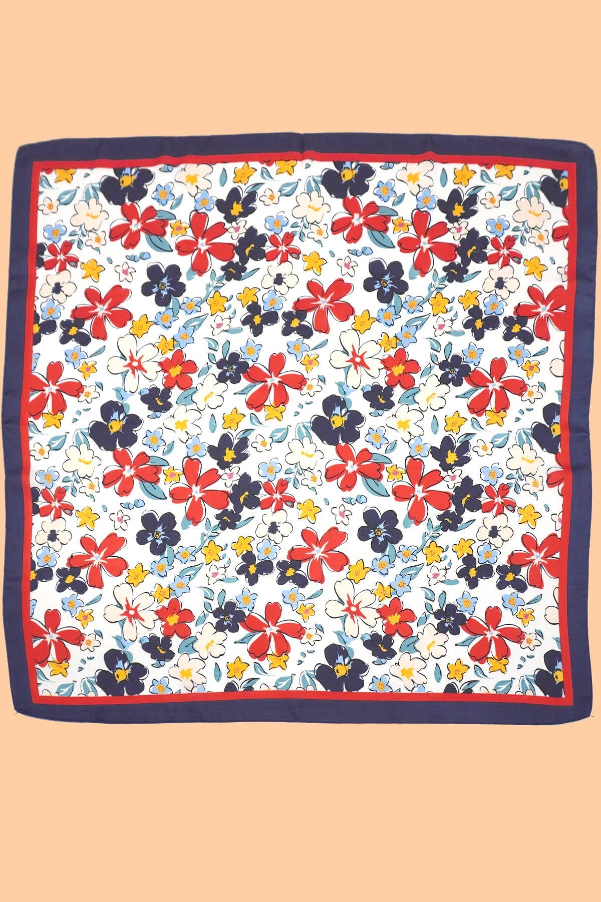 LARGE FLORAL PRINT BANDANA SCARF | 40SC652: NAVY