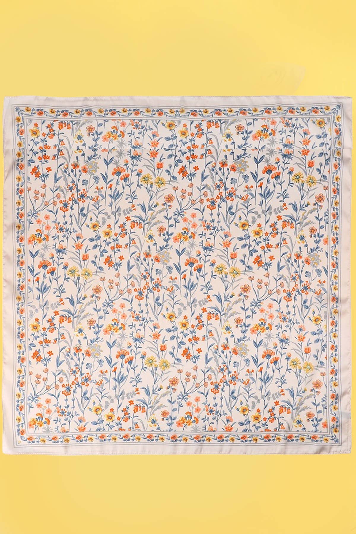 Floral Flower Silk Finish Bandana Scarf | 40SC729: BEIGE