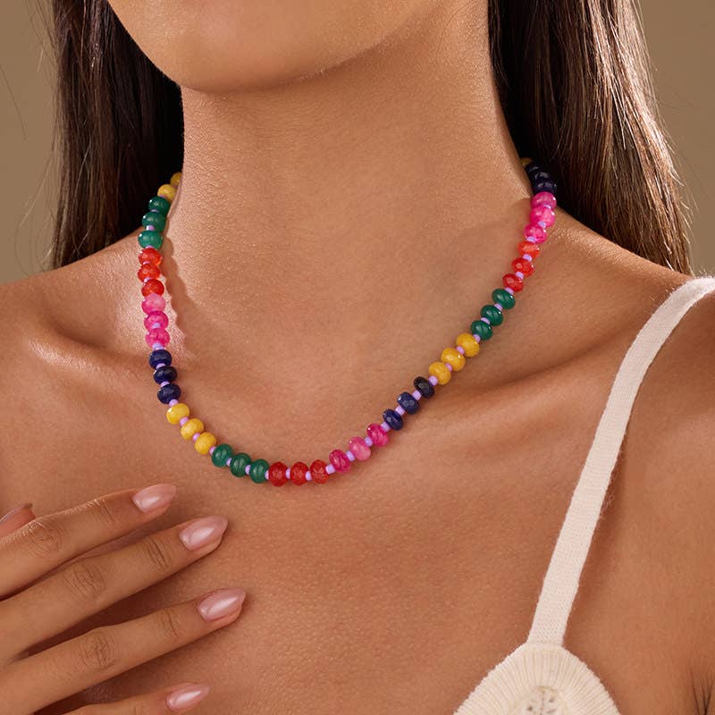 Natural Stone Semi-Precious Glass Mixed Necklace | 40NK9694: A