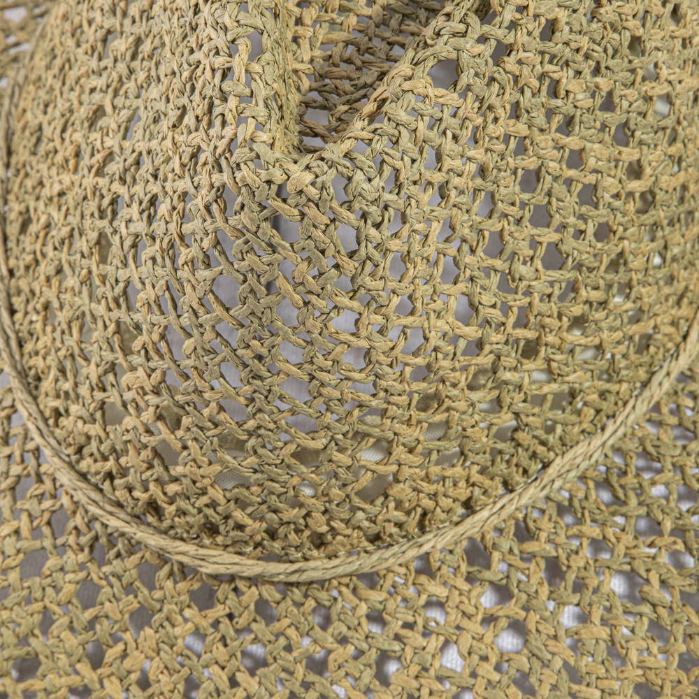 Seagrass Crochet Weave Cowboy Hat With Cord Band: NA