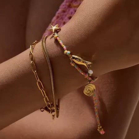18K STAINLESS STEEL CORDED CHARM BRACELET | 40B5191: LIME