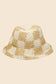 Straw Braided Checkered Bucket Hat: OR