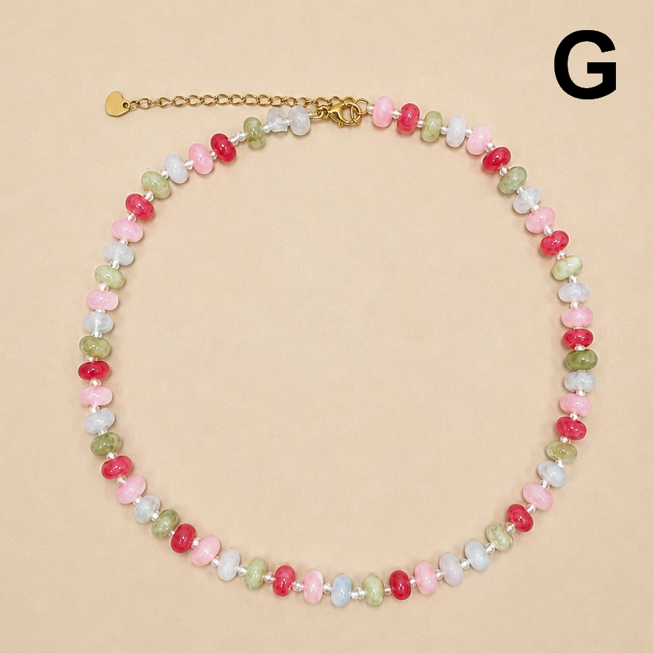 Natural Stone Semi-Precious Glass Mixed Necklace | 40NK9694: A