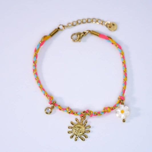 18K STAINLESS STEEL CORDED CHARM BRACELET | 40B5190: FLOWER